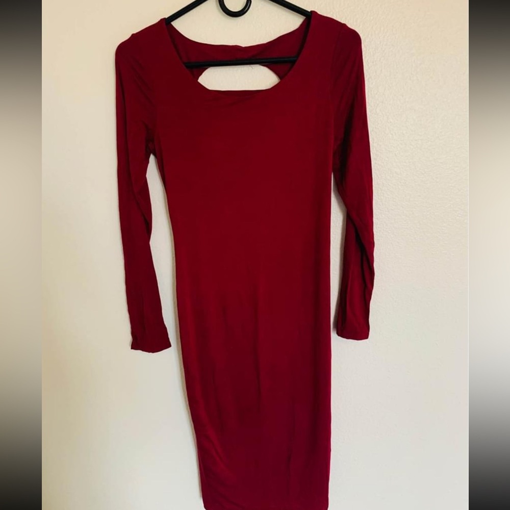 Maroon Red open back fashion nova dress